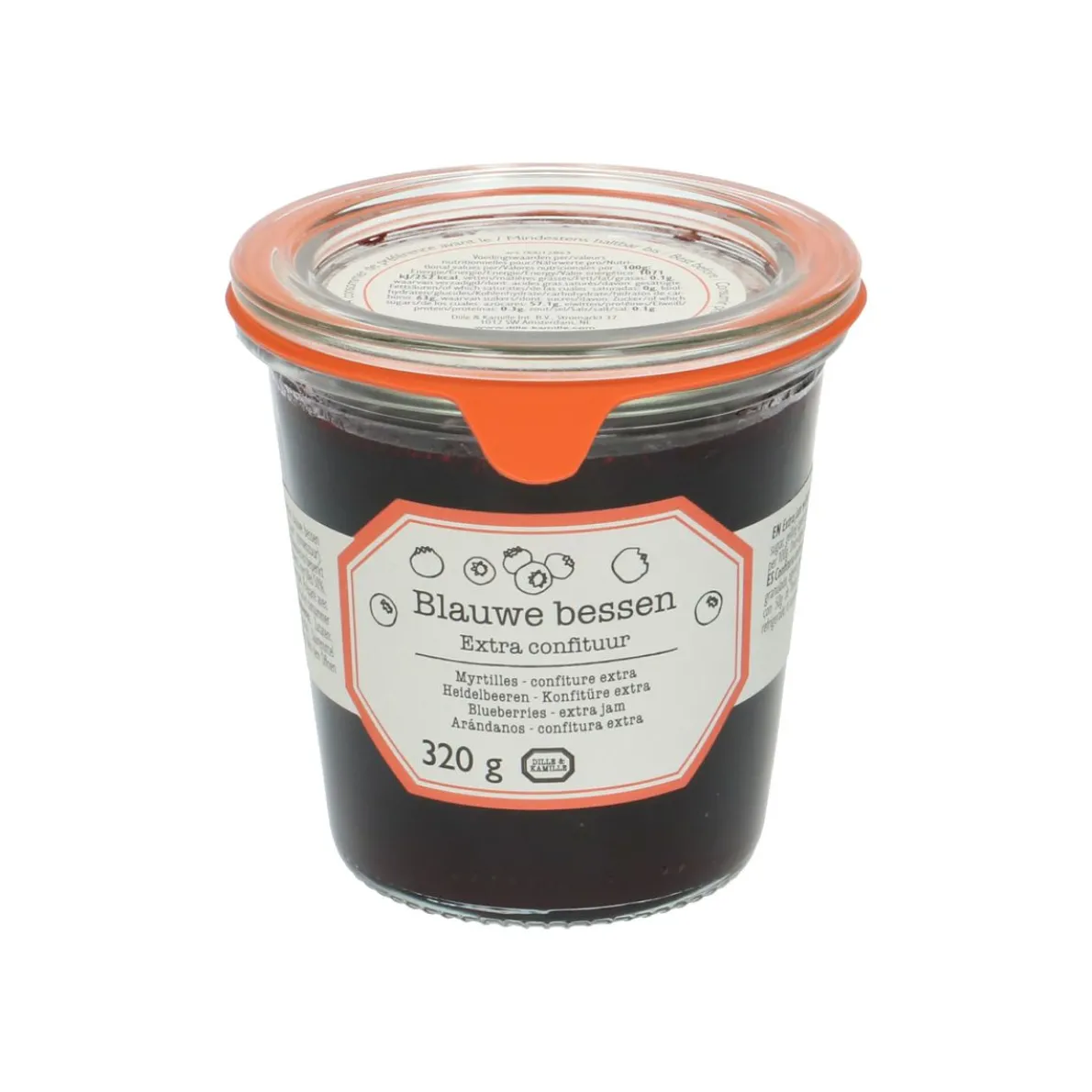 Extra-confituur, blauwe bessen, 320 gram