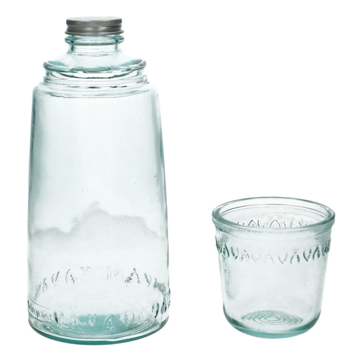 Fles met glas, recycled glas