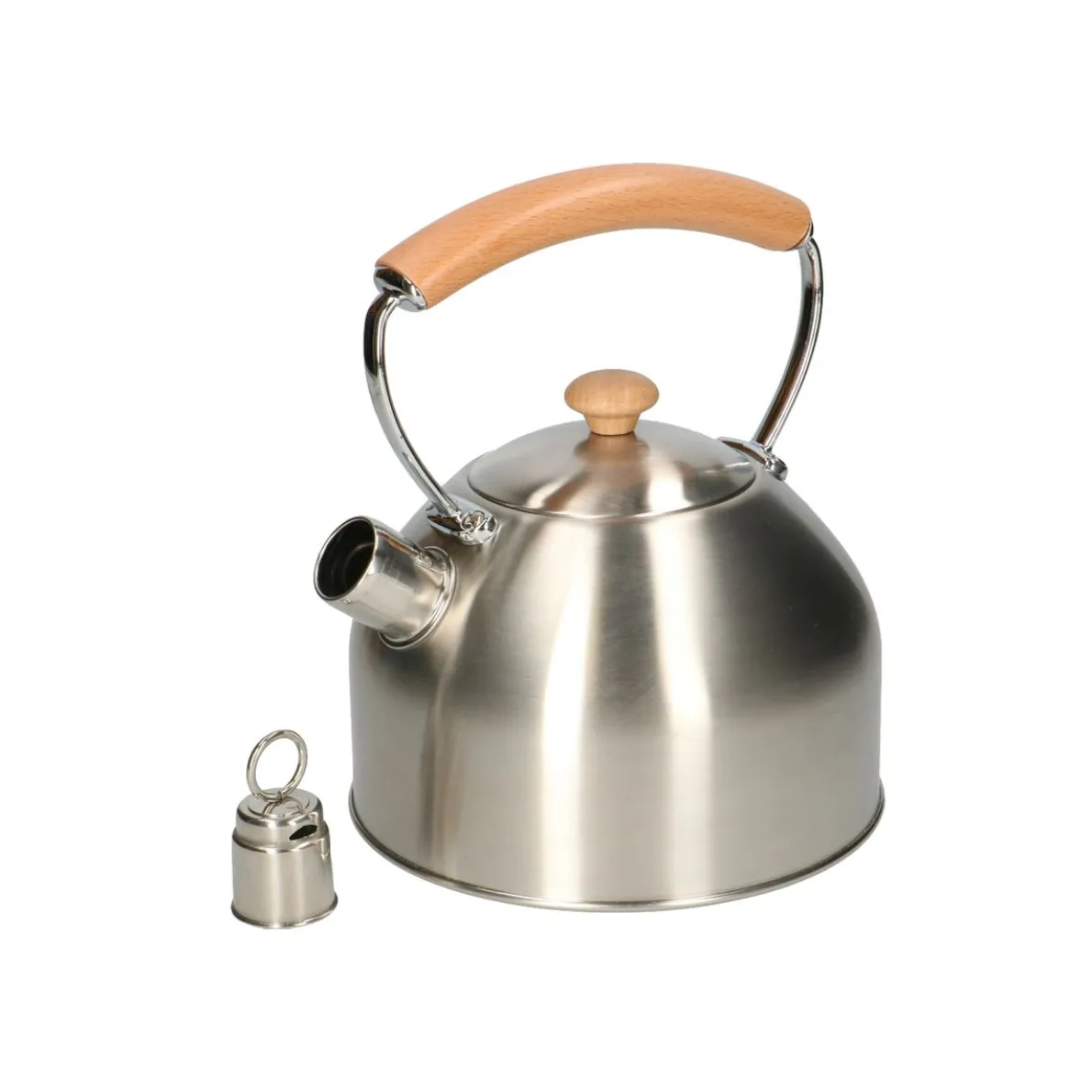 Fluitketel, rvs met houten handvat, 2,5 liter