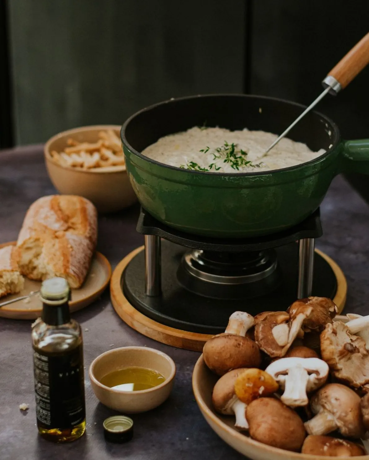 Fonduepan, gietijzer, groen