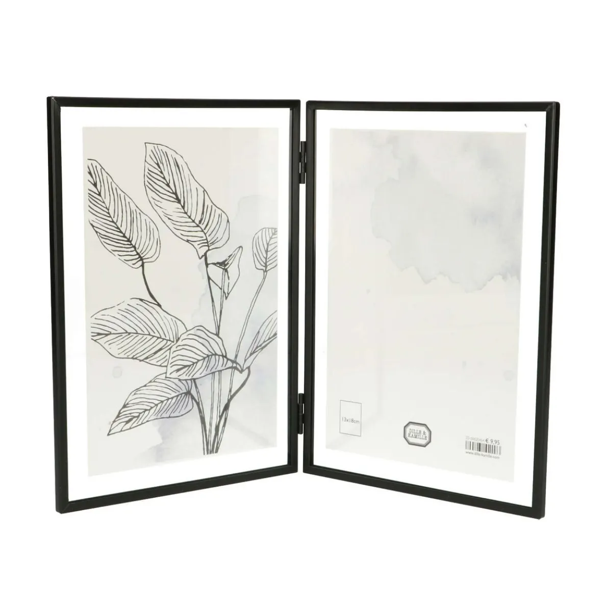 Fotolijst tweeluik, metaal, zwart, 2x 13 x 18 cm