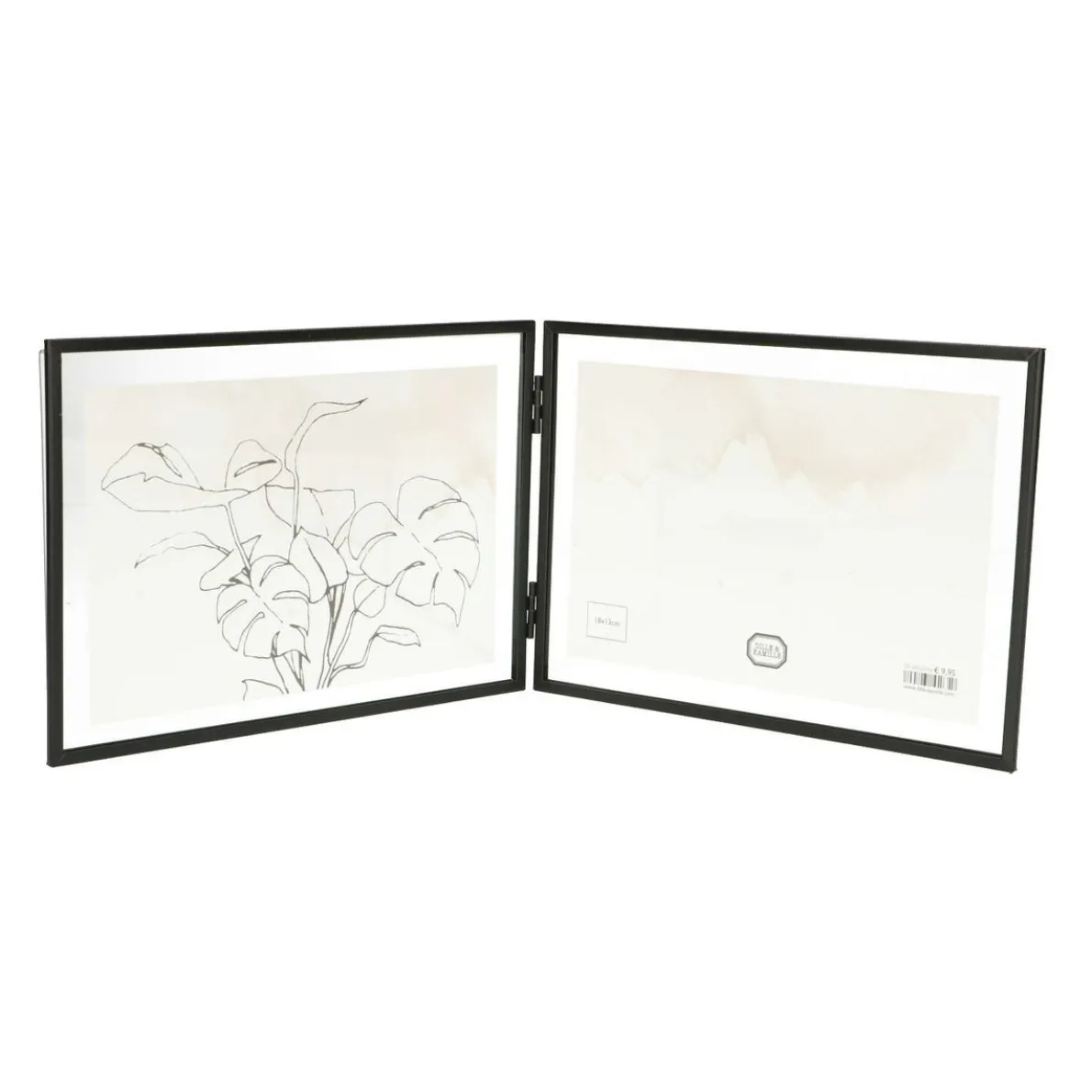 Fotolijst tweeluik, metaal, zwart, 2x 18 x 13 cm