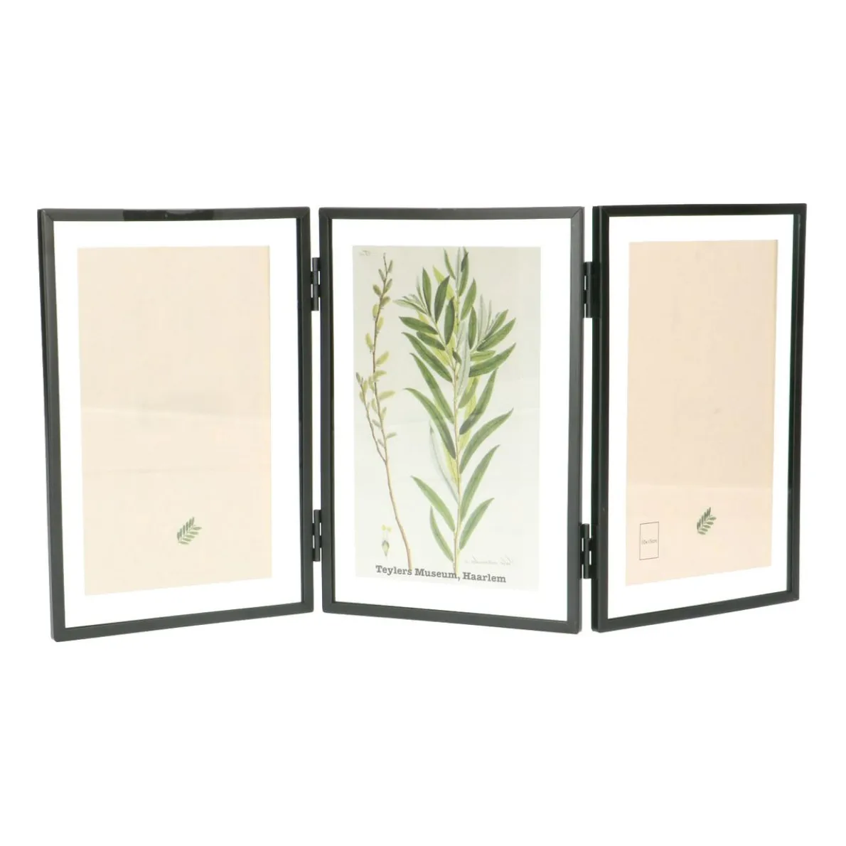 Fotolijstje drieluik, metaal, zwart, 3x 10 x 15 cm