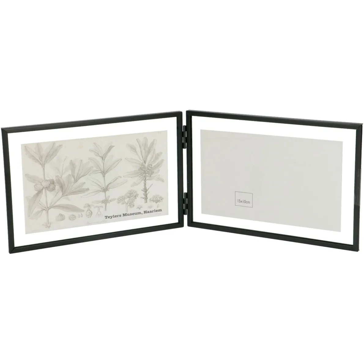 Fotolijstje tweeluik, metaal, zwart, 2x 15 x 10 cm