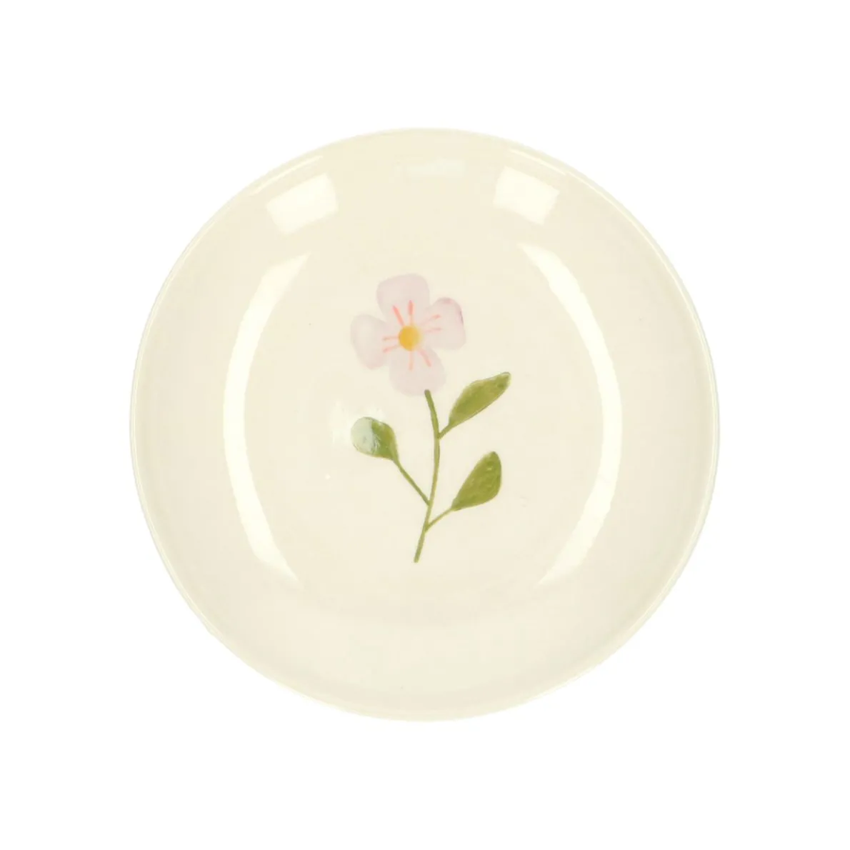 Gebaksbordje, steengoed, roze bloem, Ø 16 cm