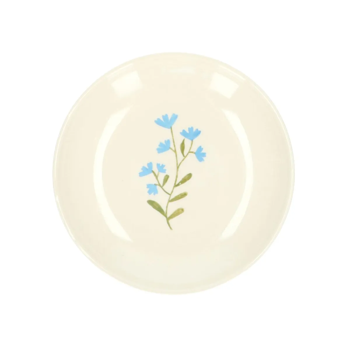 Gebaksbordje, steengoed, blauwe bloem, Ø 16 cm