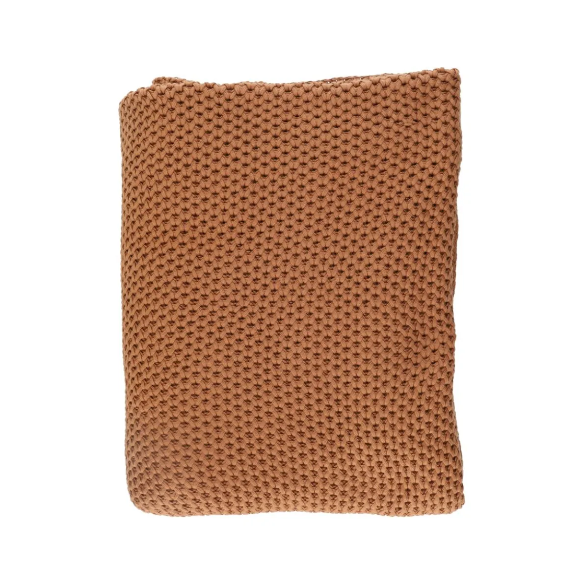 Gebreid plaid, GOTS bio-katoen, bruin, 130 x 170 cm