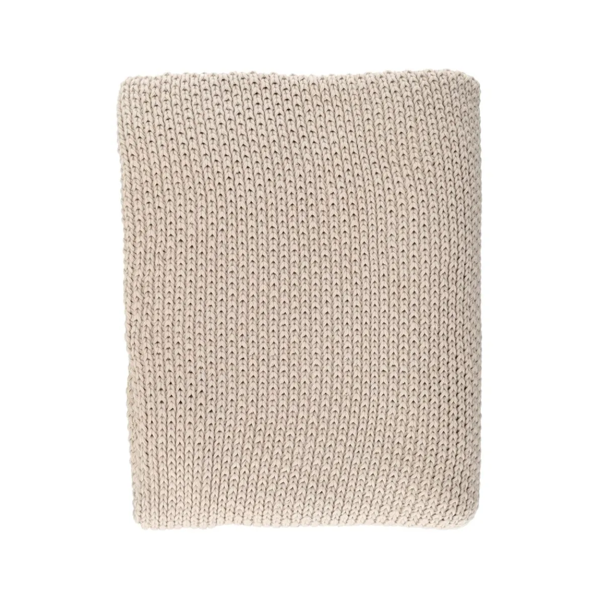 Gebreid plaid, GOTS bio-katoen, kiezel, 130 x 170 cm