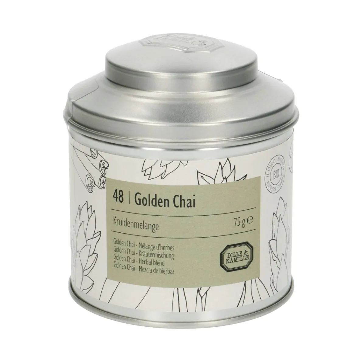 Golden Chai, biologisch, kruidenmelange, blik, 75 gram