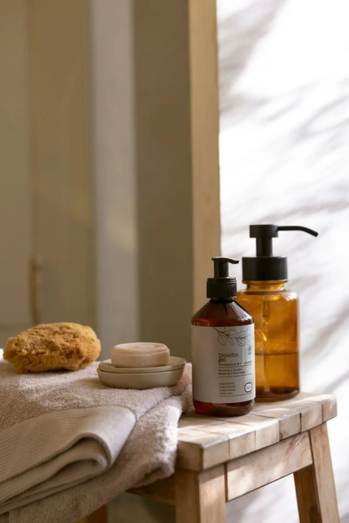 Handdoek, Recycled katoen, Licht zand, 50 x 100 cm