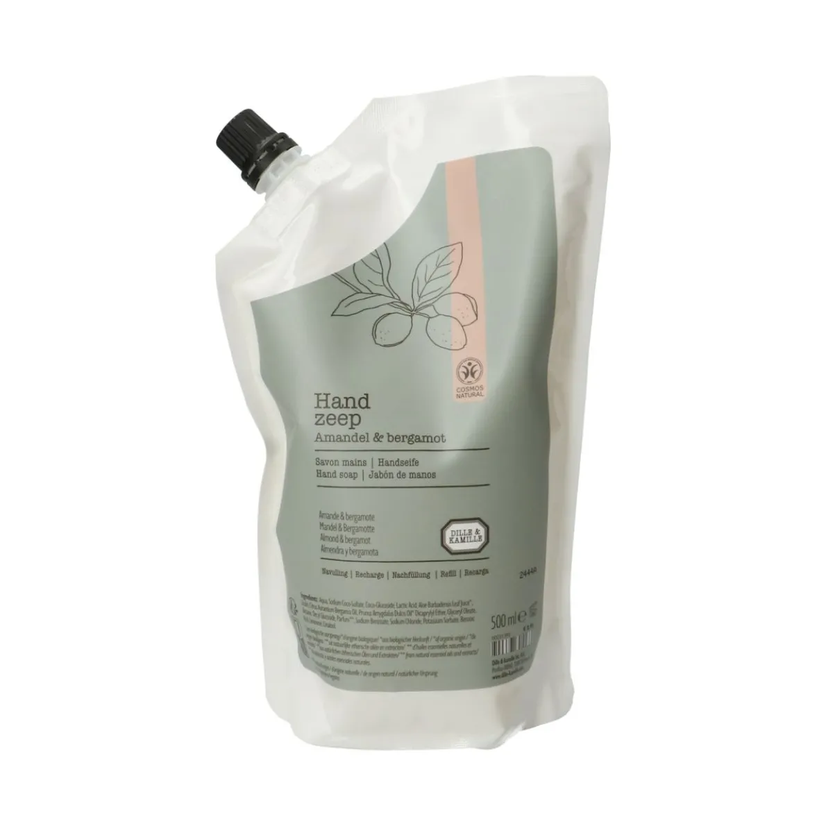 Handzeep navulling, amandel & bergamot, 500 ml