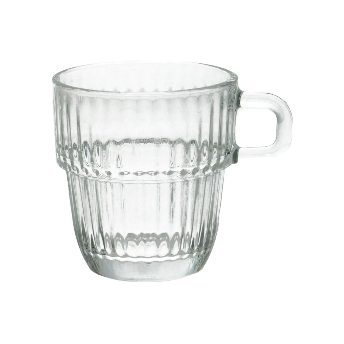 Hittebestendig glas met oor, geribbeld, 250 ml