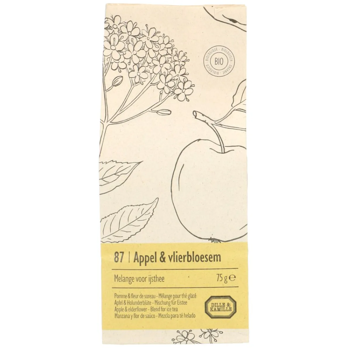 IJsthee, biologisch, groene thee, appel/vlierbloesem 75 gr