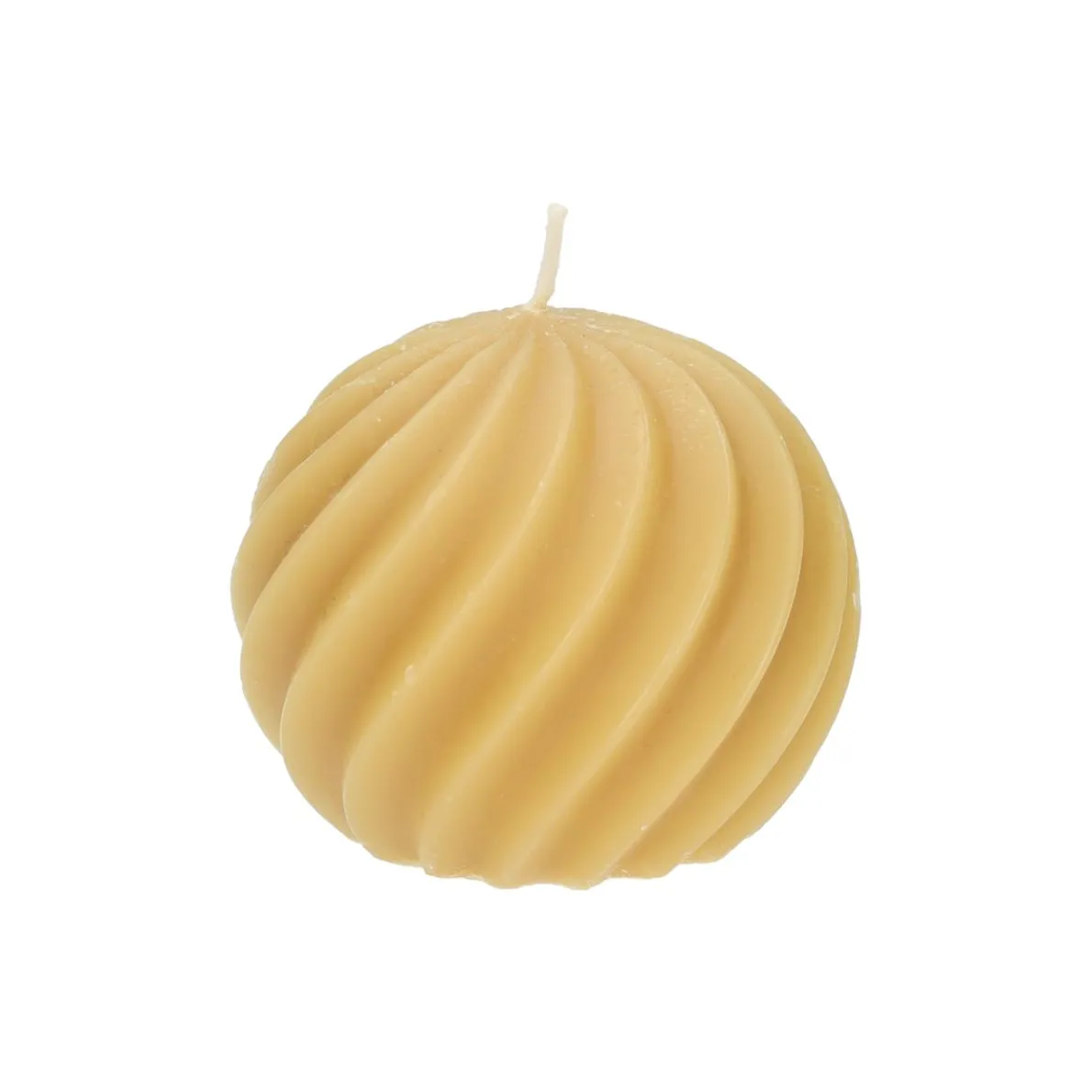 Kaars gedraaide bol, rustiek geel, Ø8 cm