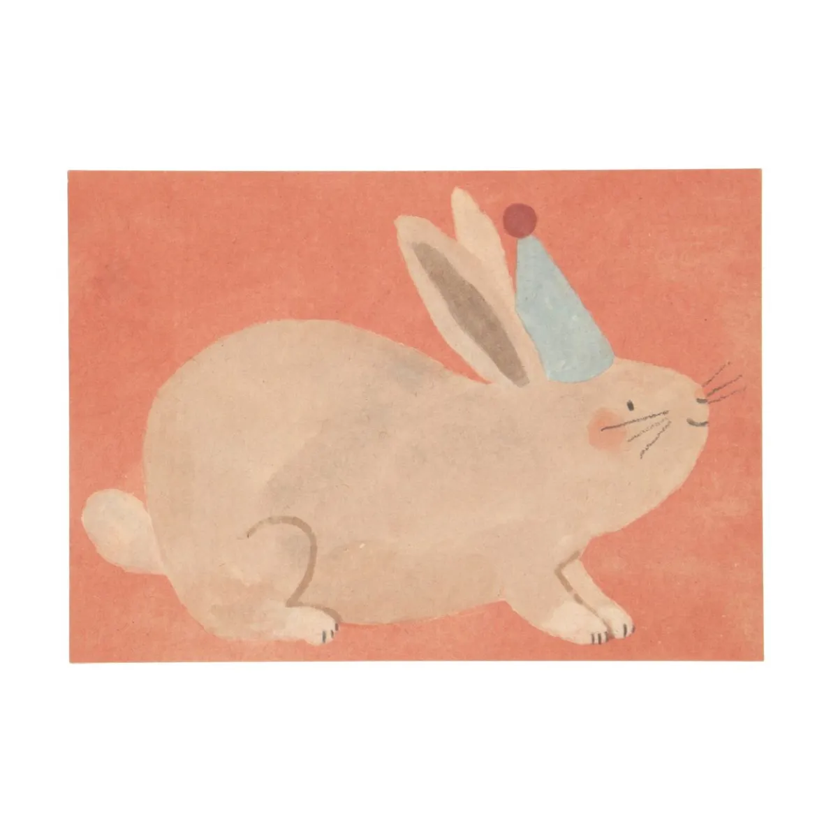 Kaart, konijn met feesthoed