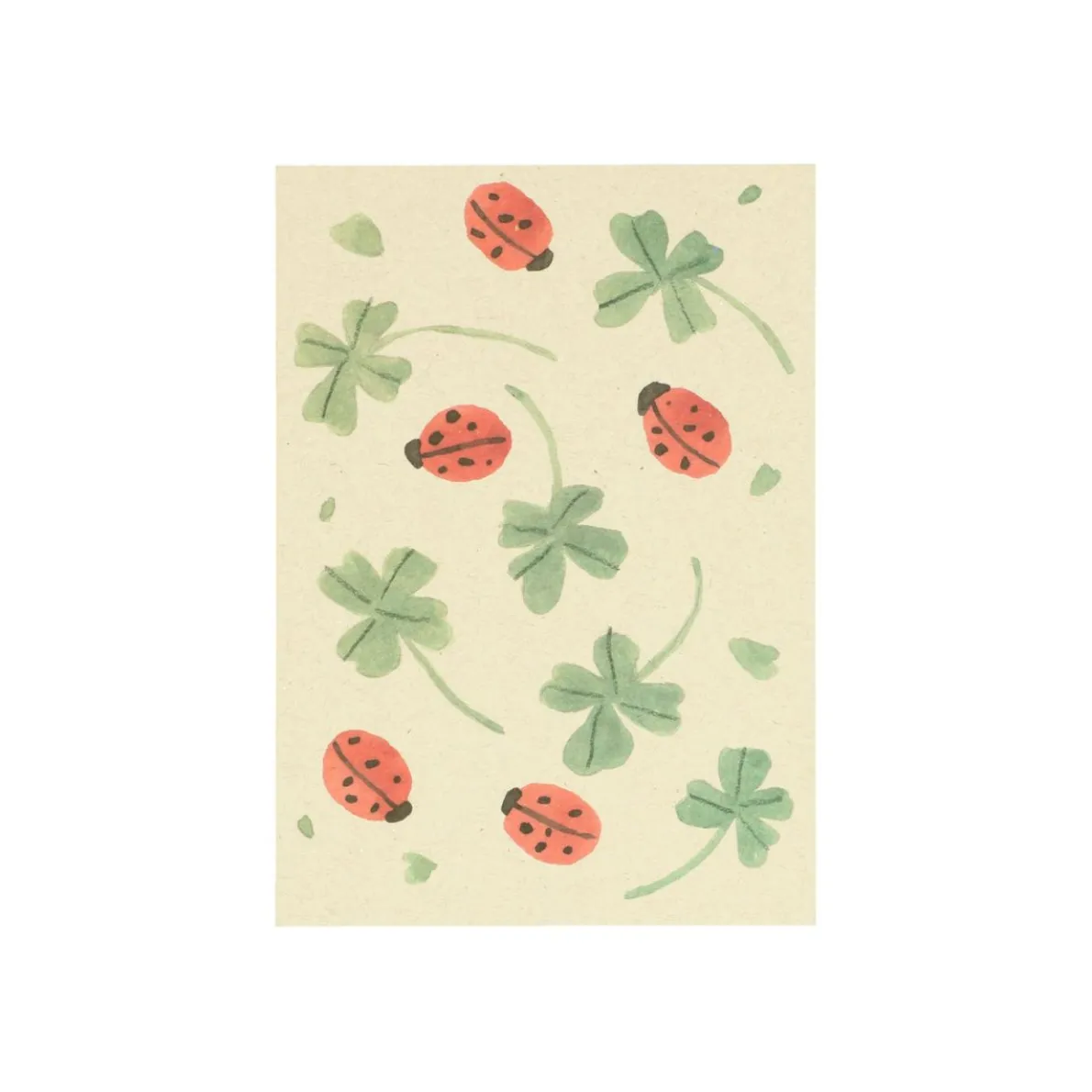 Kaart, lieveheersbeestjes en klavertjes