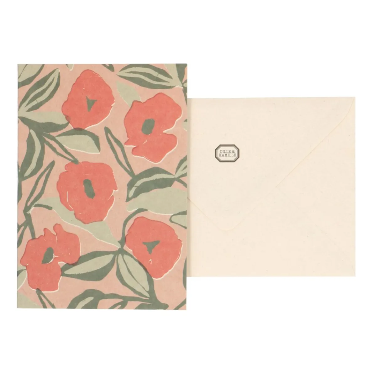 Kaart met envelop, klaprozen, rood