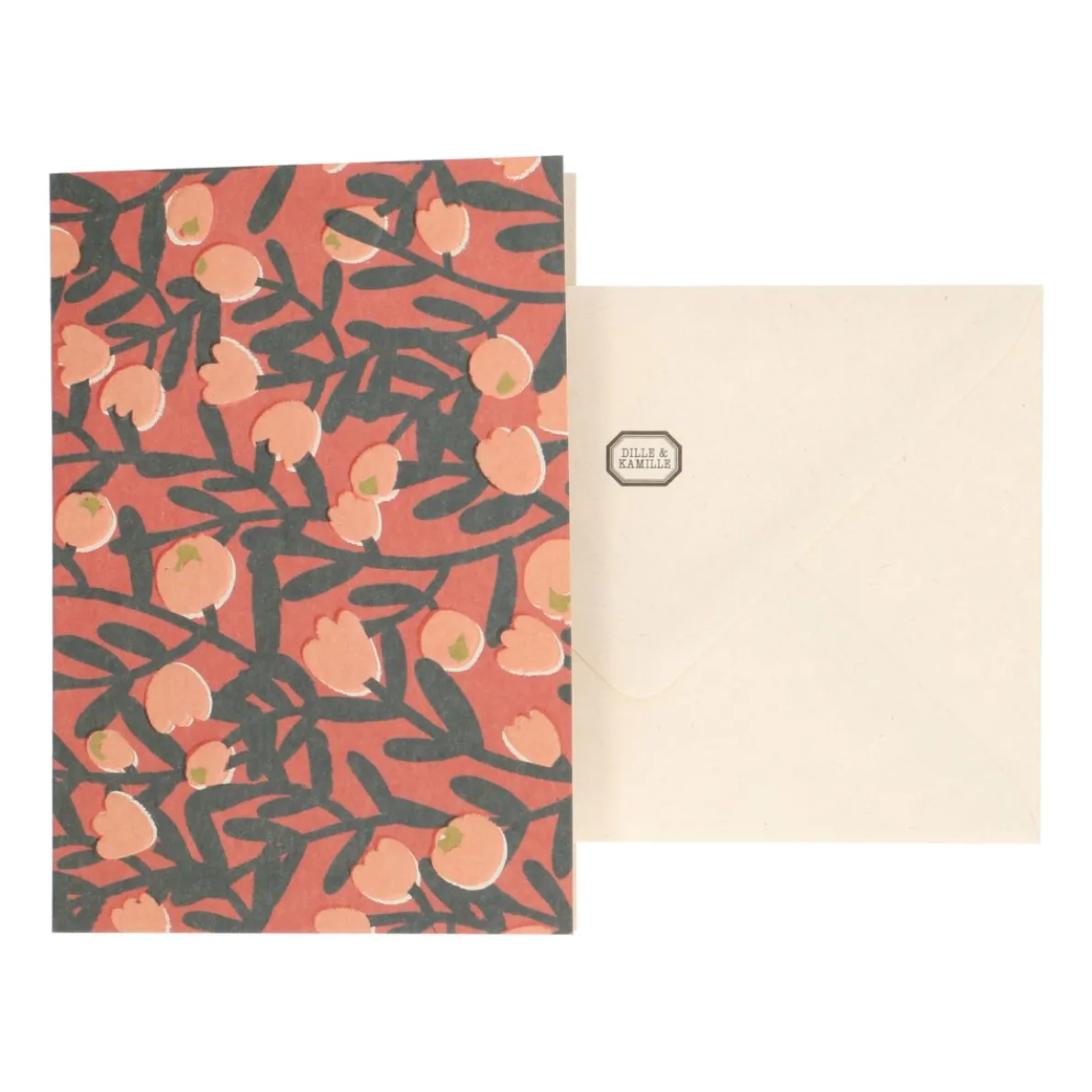 Kaart met envelop, besjes, roze