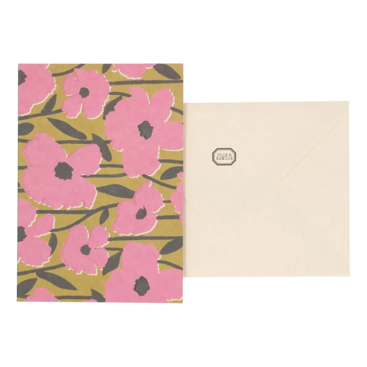 Kaart met envelop, klaprozen, roze