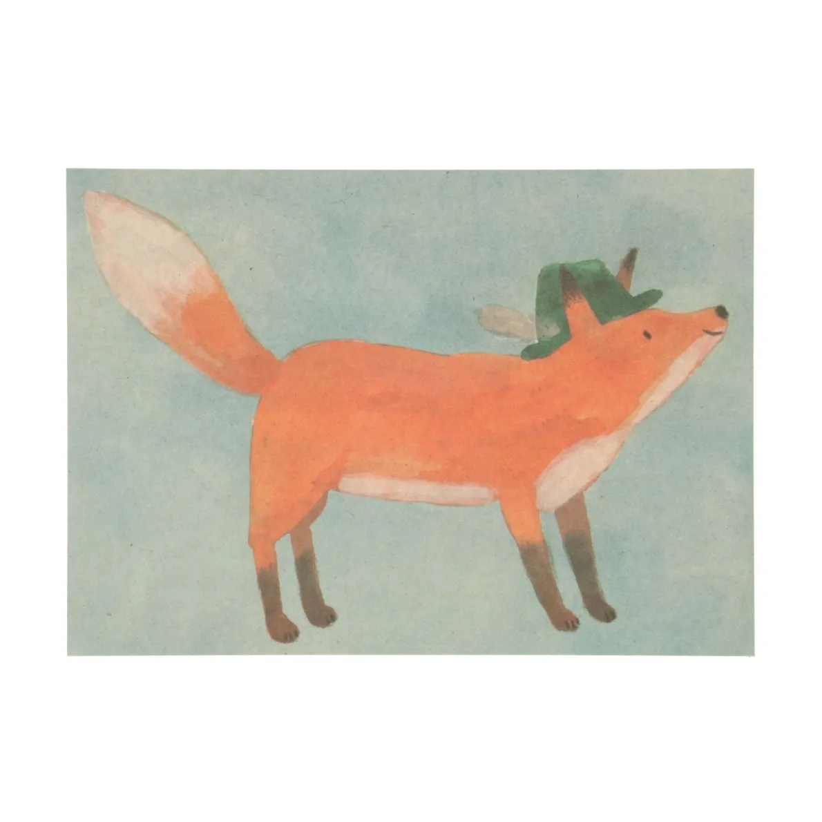 Kaart, vos met fedora hoed