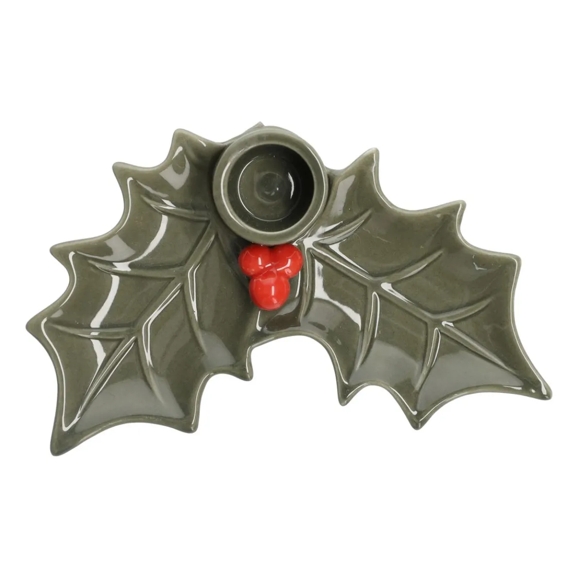 Kandelaar hulstblaadjes, porselein