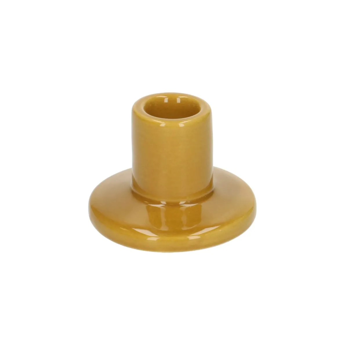 Kandelaar, porselein, geel, laag