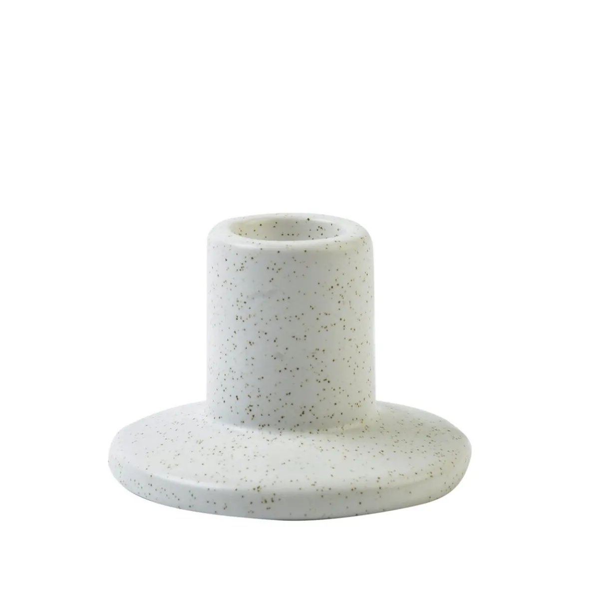 Kandelaar, porselein, wit gespikkeld, laag