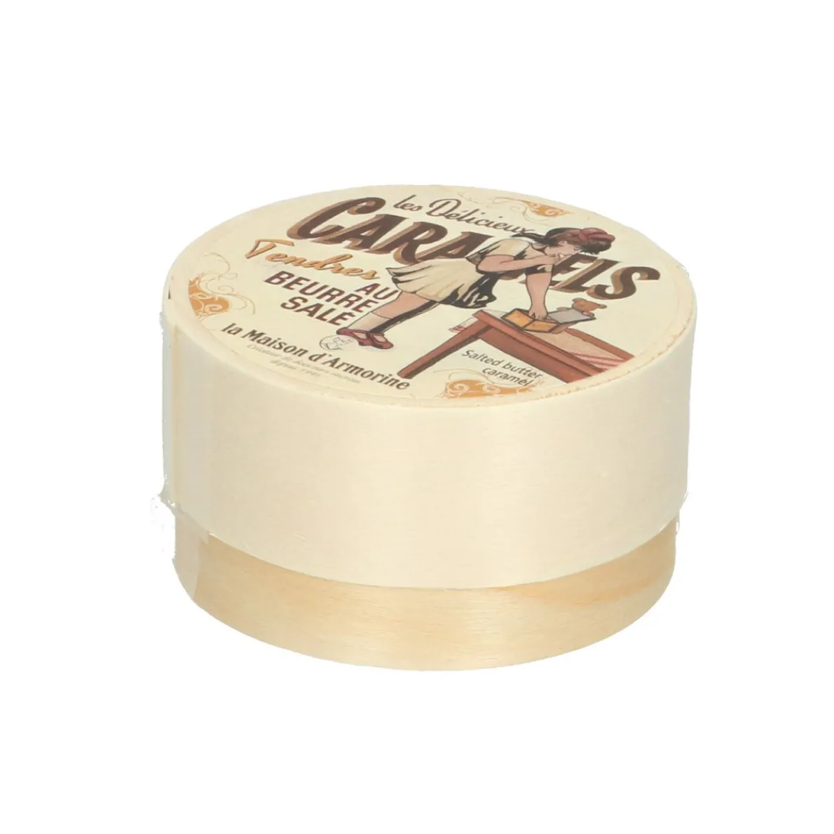 Karamelsnoepjes in een houten doosje, 50 gram