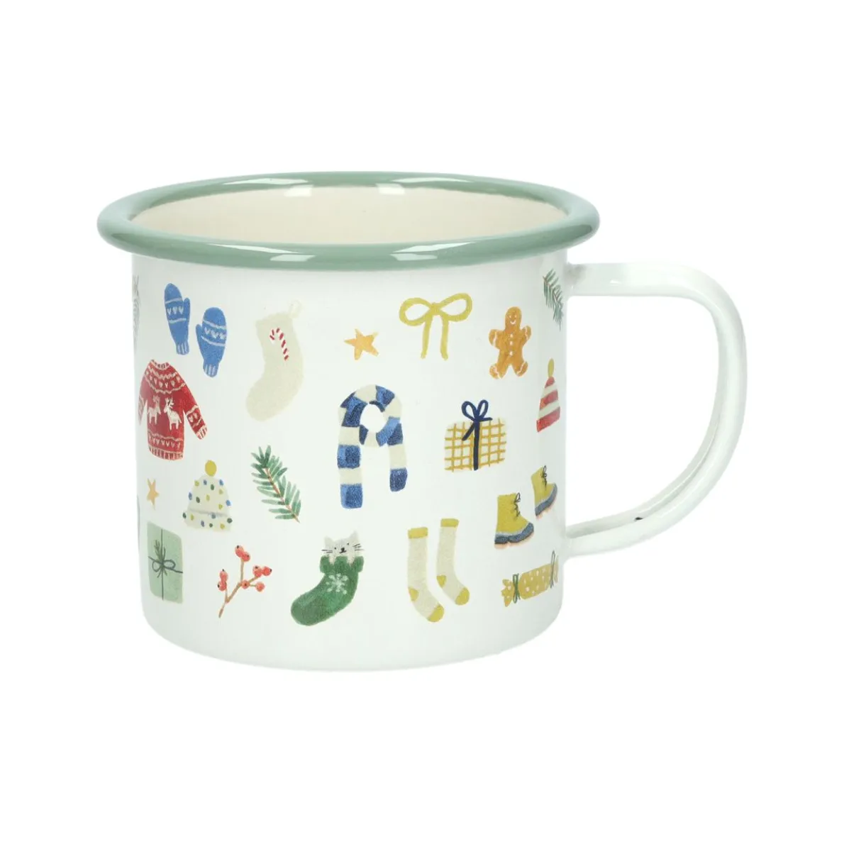 Kerstmok, emaille, winterbos, Ø 8 cm