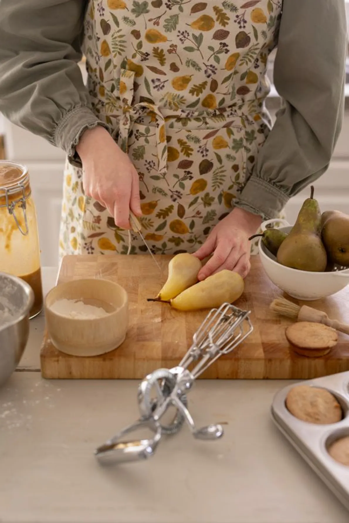 Keukenschort, GOTS bio-katoen, perenoogst, 85 x 90 cm