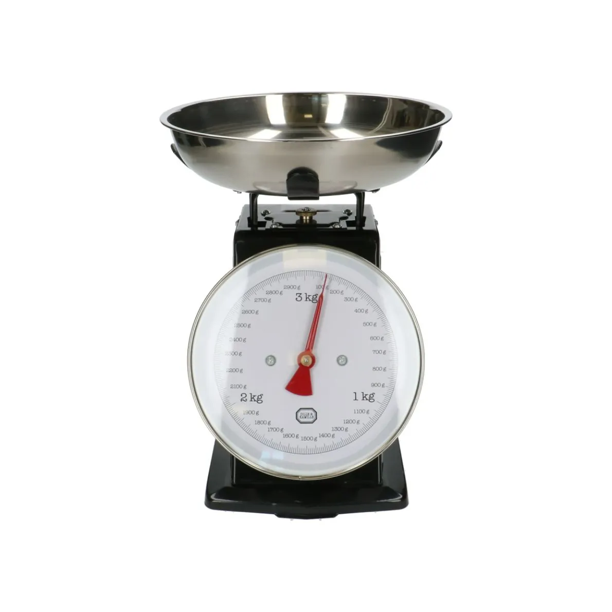 Keukenweegschaal, metaal, zwart, 3 kg