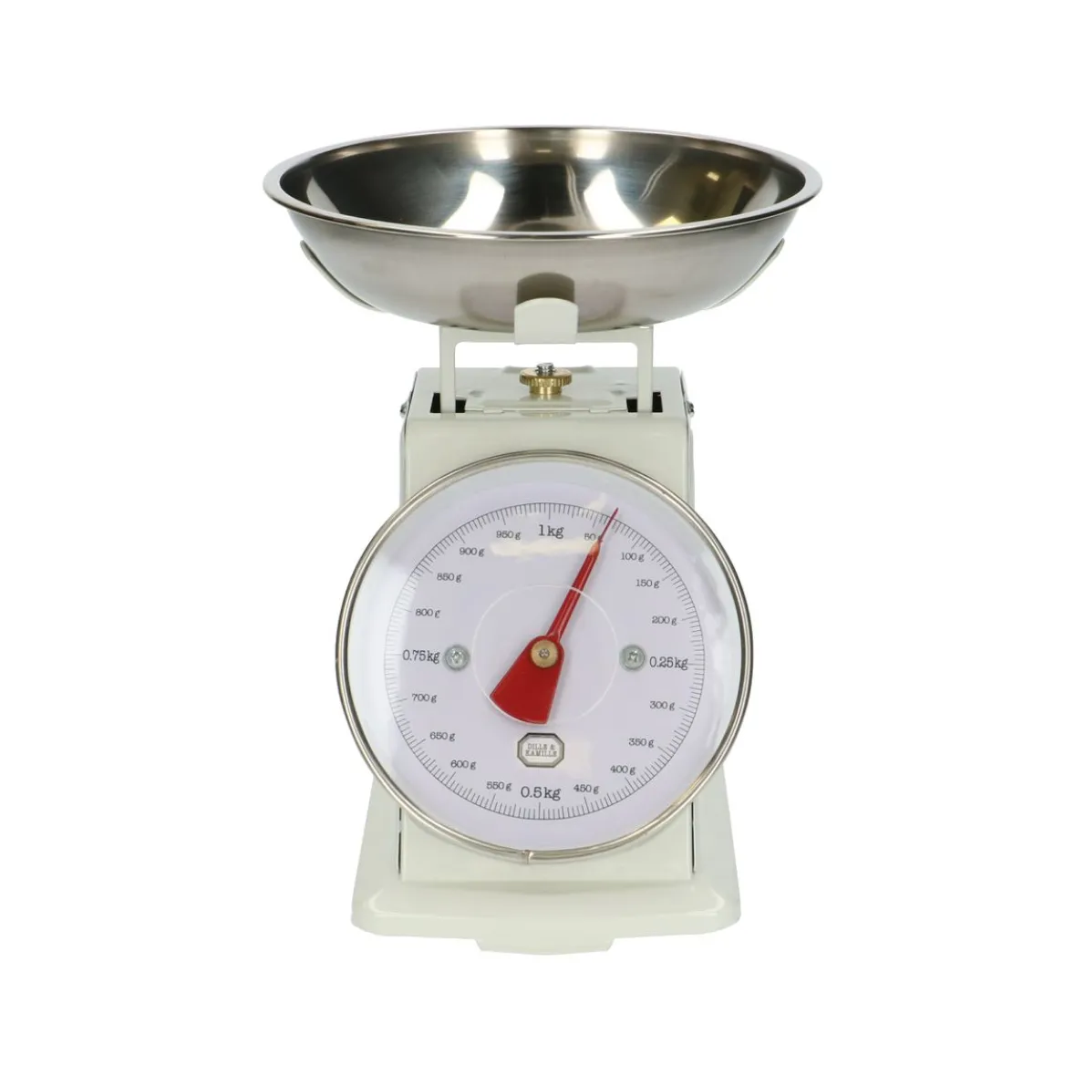 Keukenweegschaal, metaal, wit, 1 kg