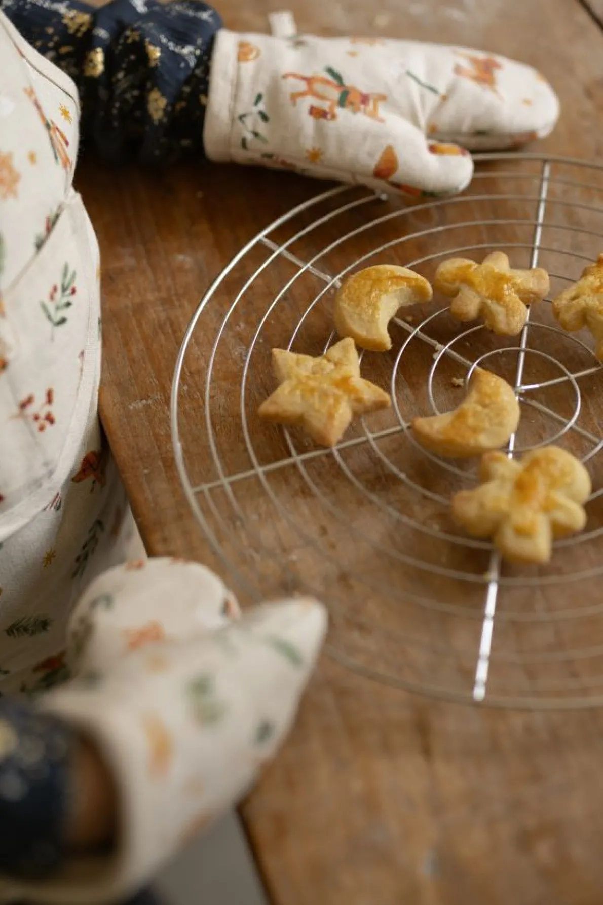 Kinderovenwant, GOTS bio-katoen, kerstdieren