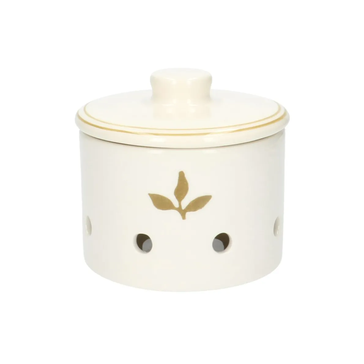 Knoflookpot, aardewerk, blaadjes, Ø13 X 13,5 cm