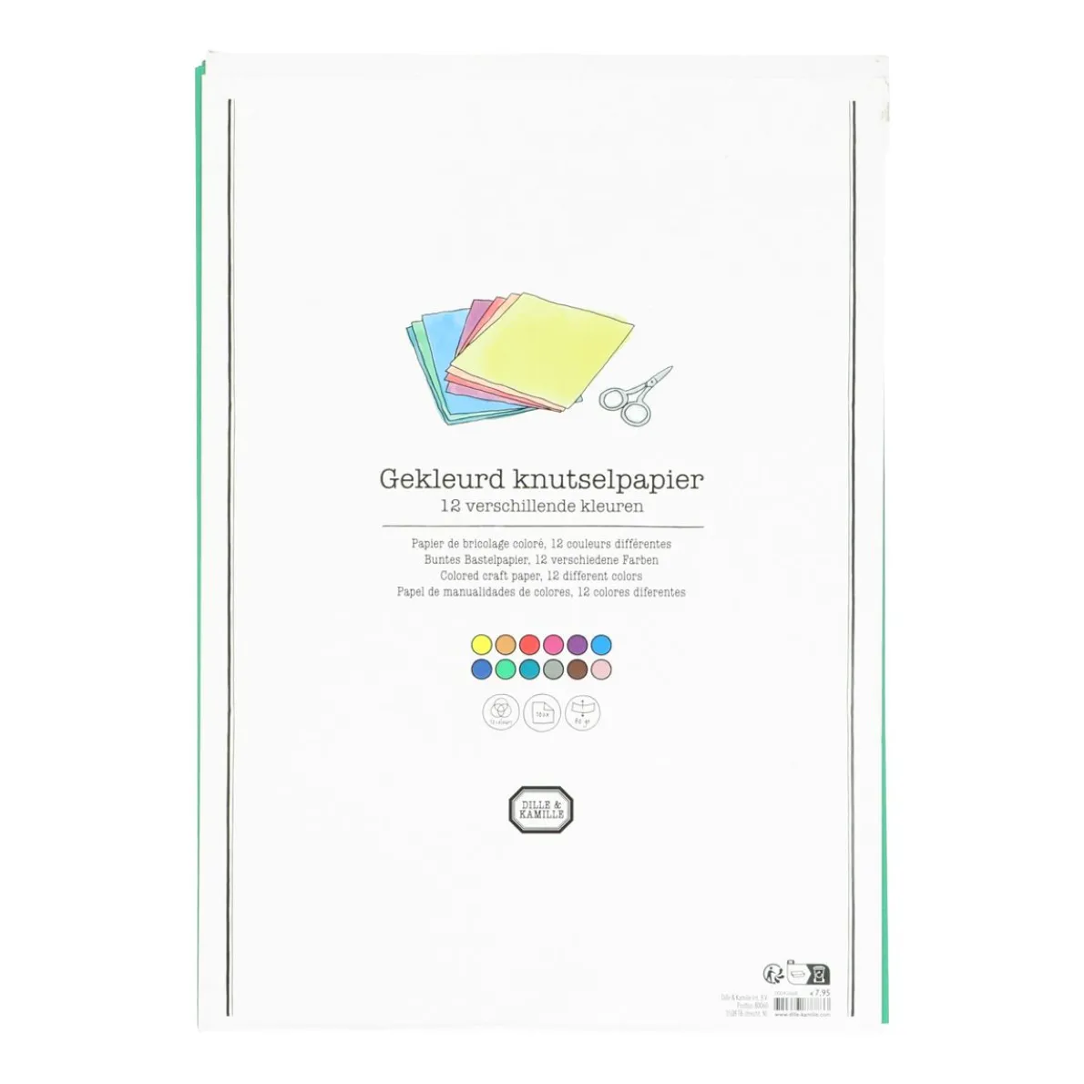 Knutselpapier, 12 kleuren, A4, 100 vellen, 80 gram