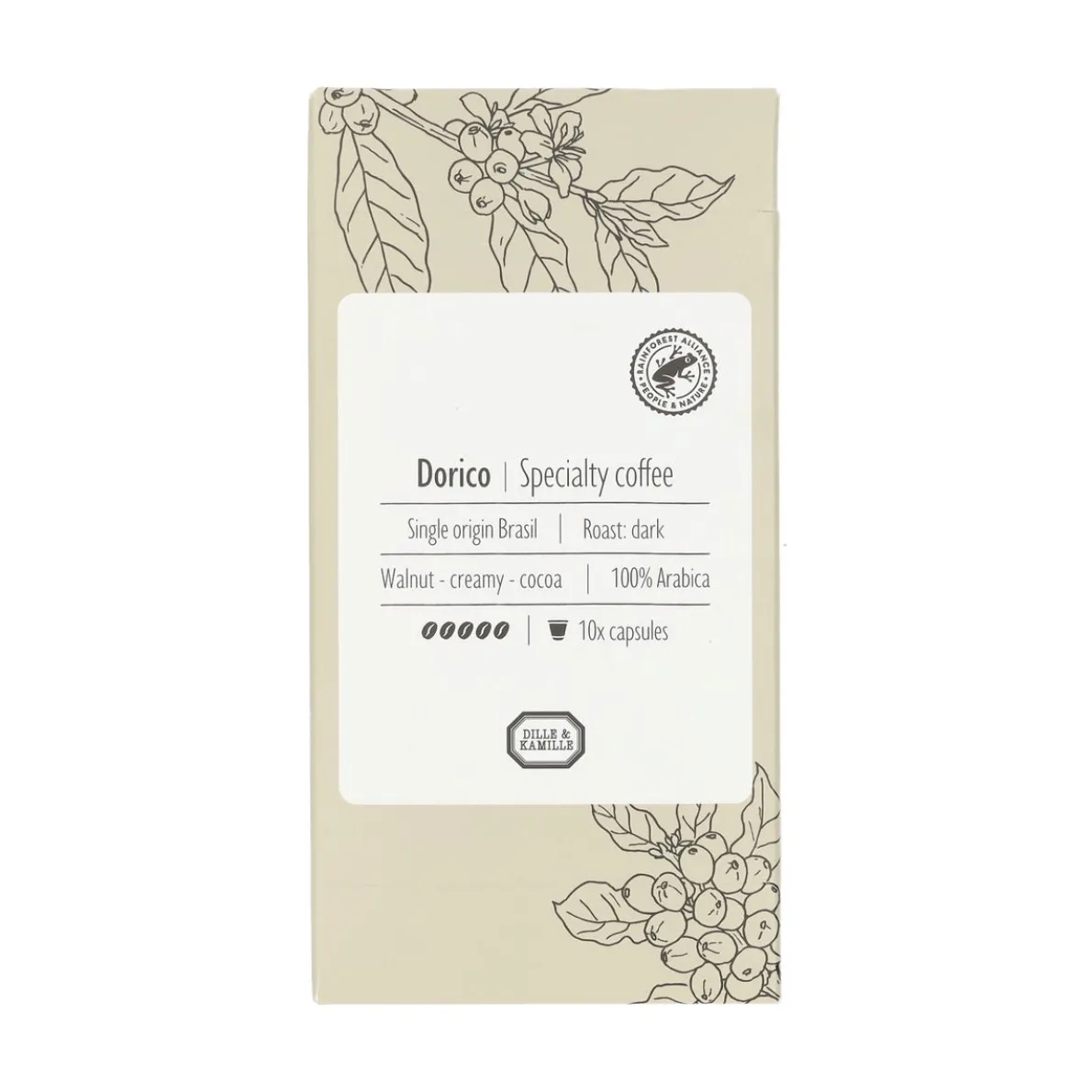 Koffiecapsules espresso, biologisch afbreekbaar, Dorico Brazil, 10 stuks