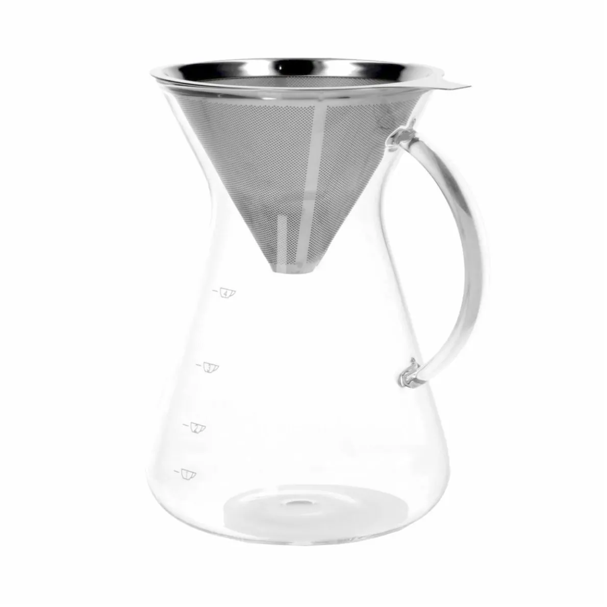 Koffiekan + filter, 600 ml, glas en rvs