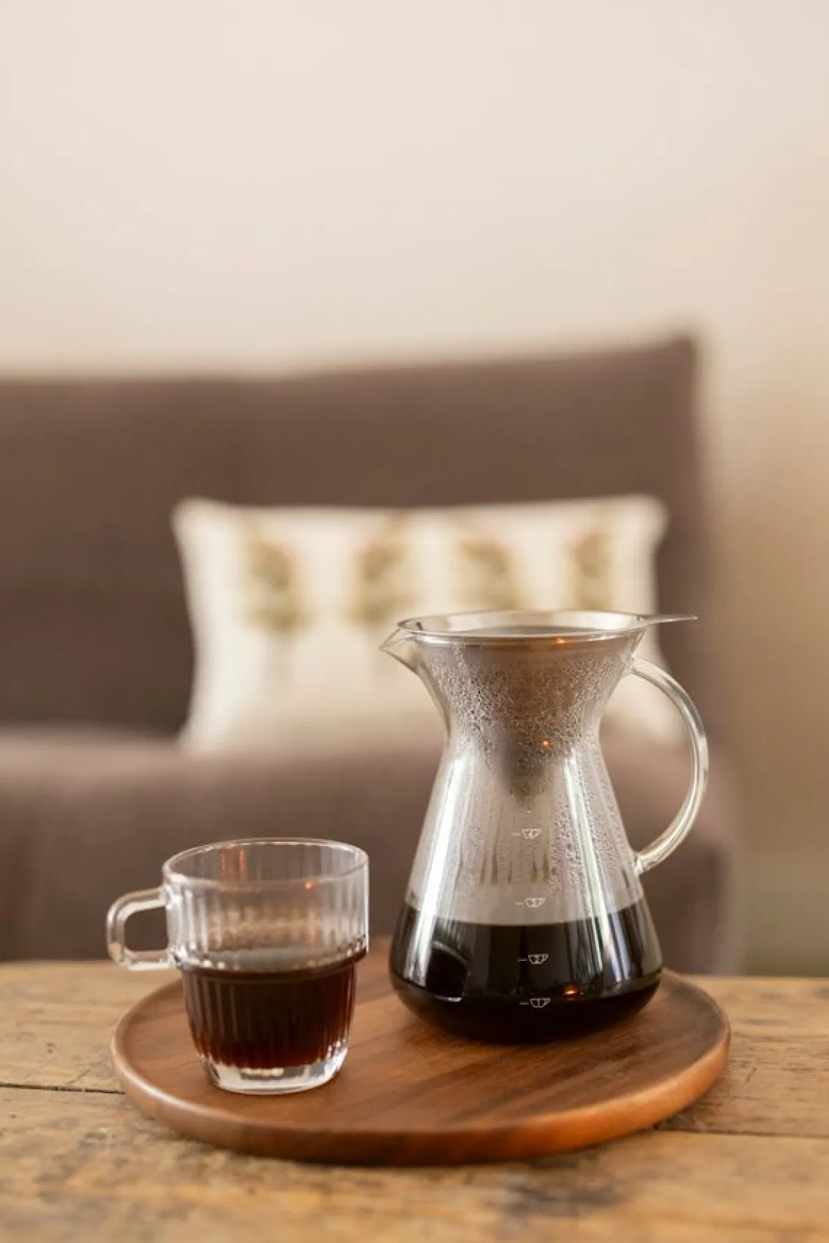 Koffiekan + filter, 600 ml, glas en rvs