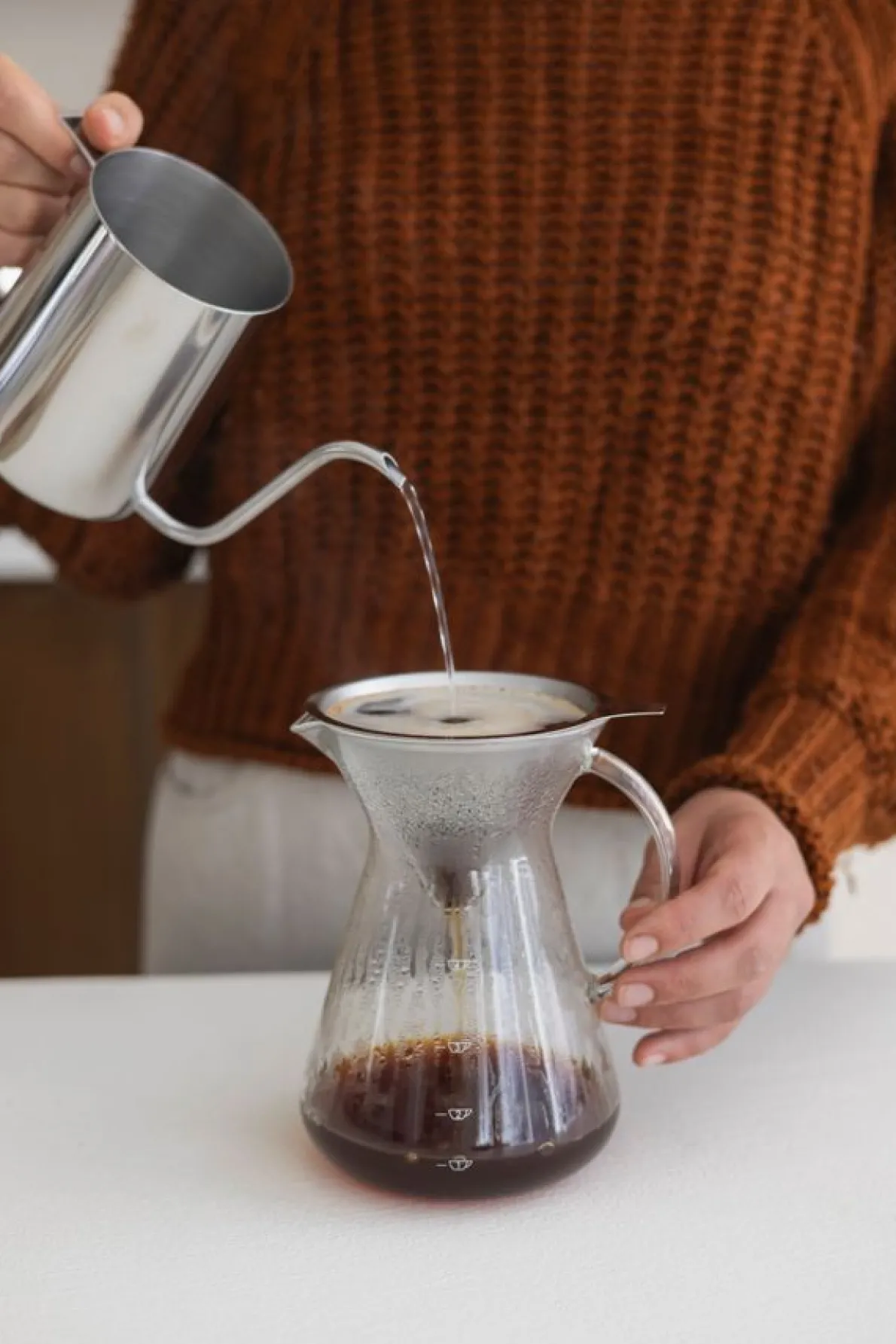 Koffiekan + filter, 600 ml, glas en rvs