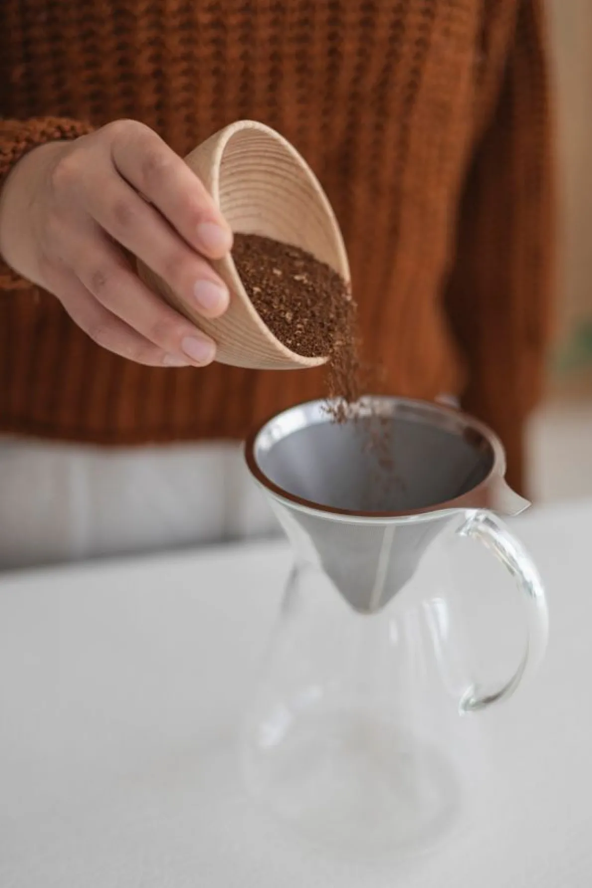 Koffiekan + filter, 600 ml, glas en rvs