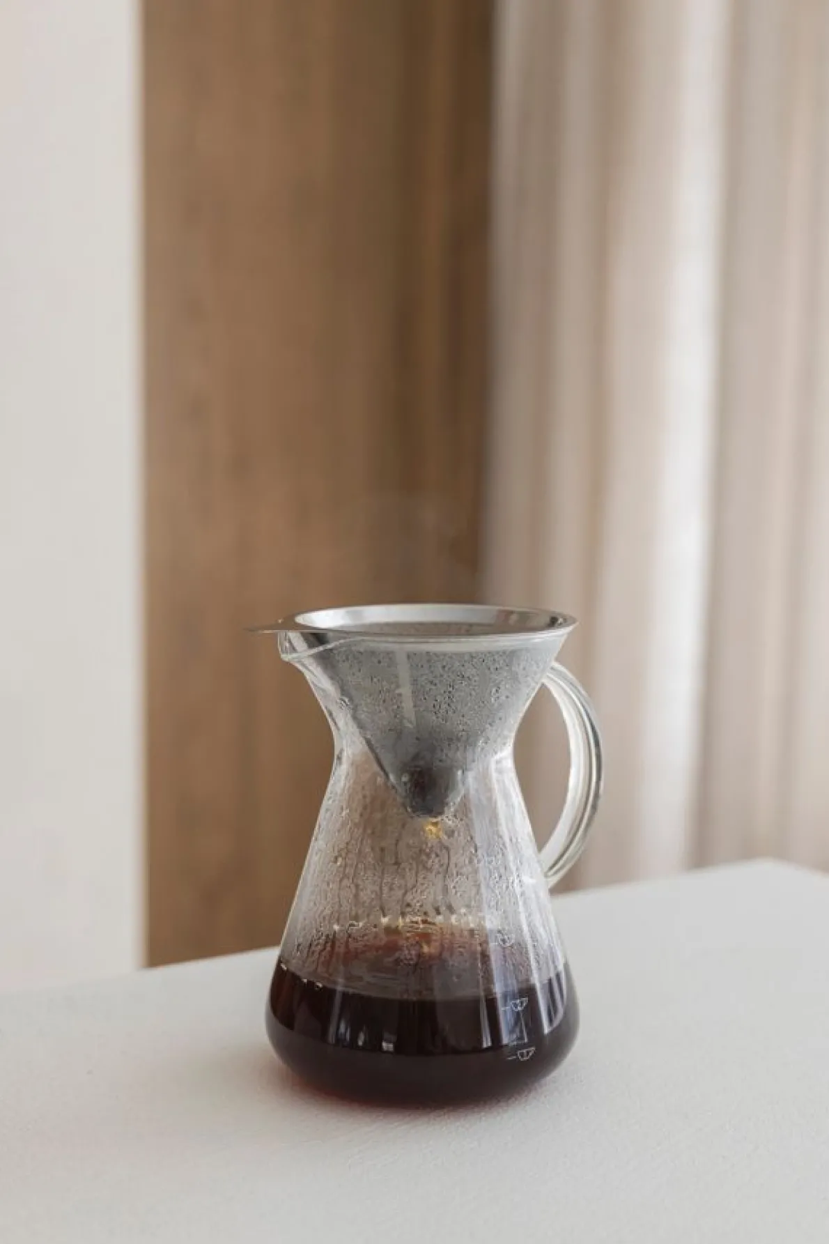 Koffiekan + filter, 600 ml, glas en rvs