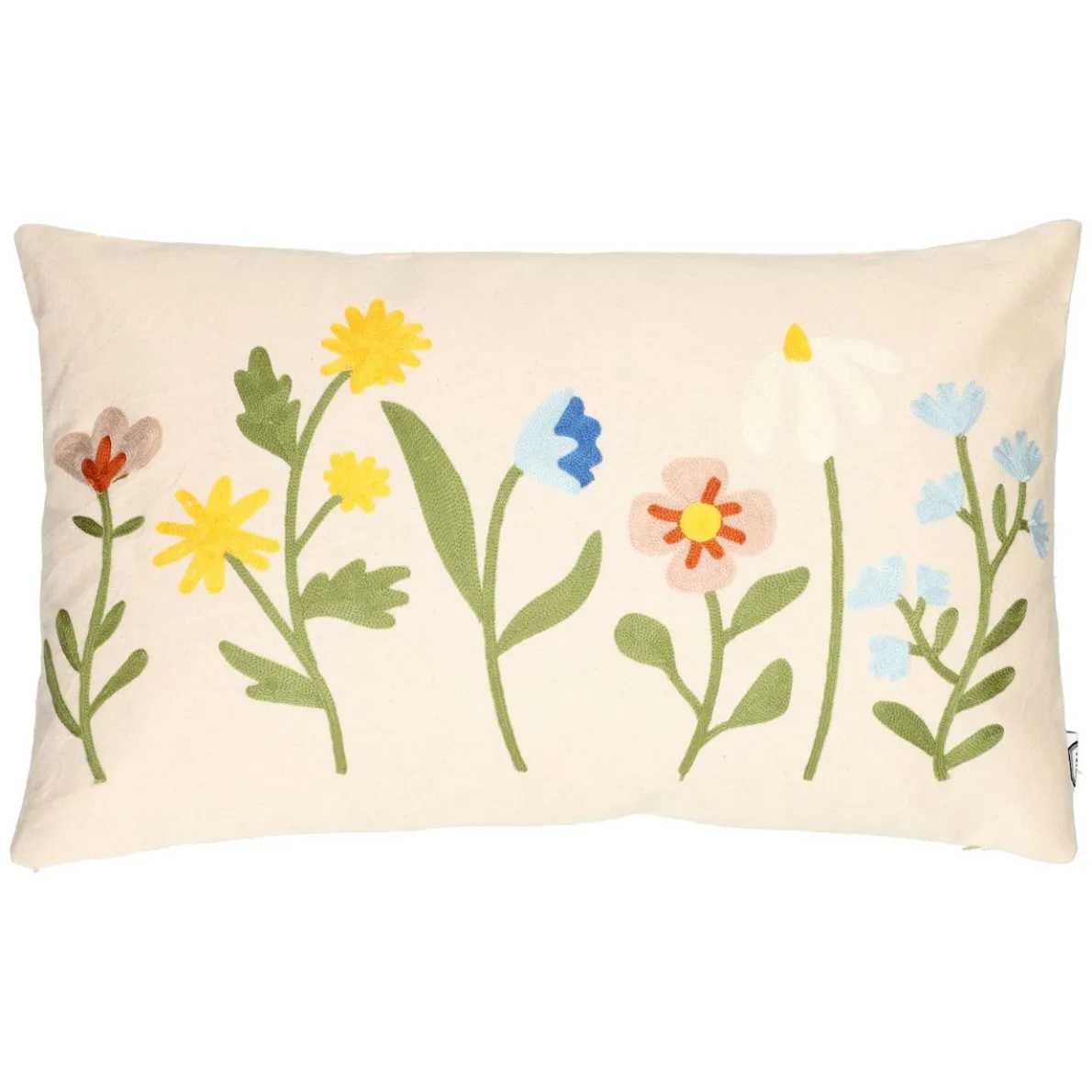 Kussen met bloemen, katoen, 30 x 50 cm, offwhite