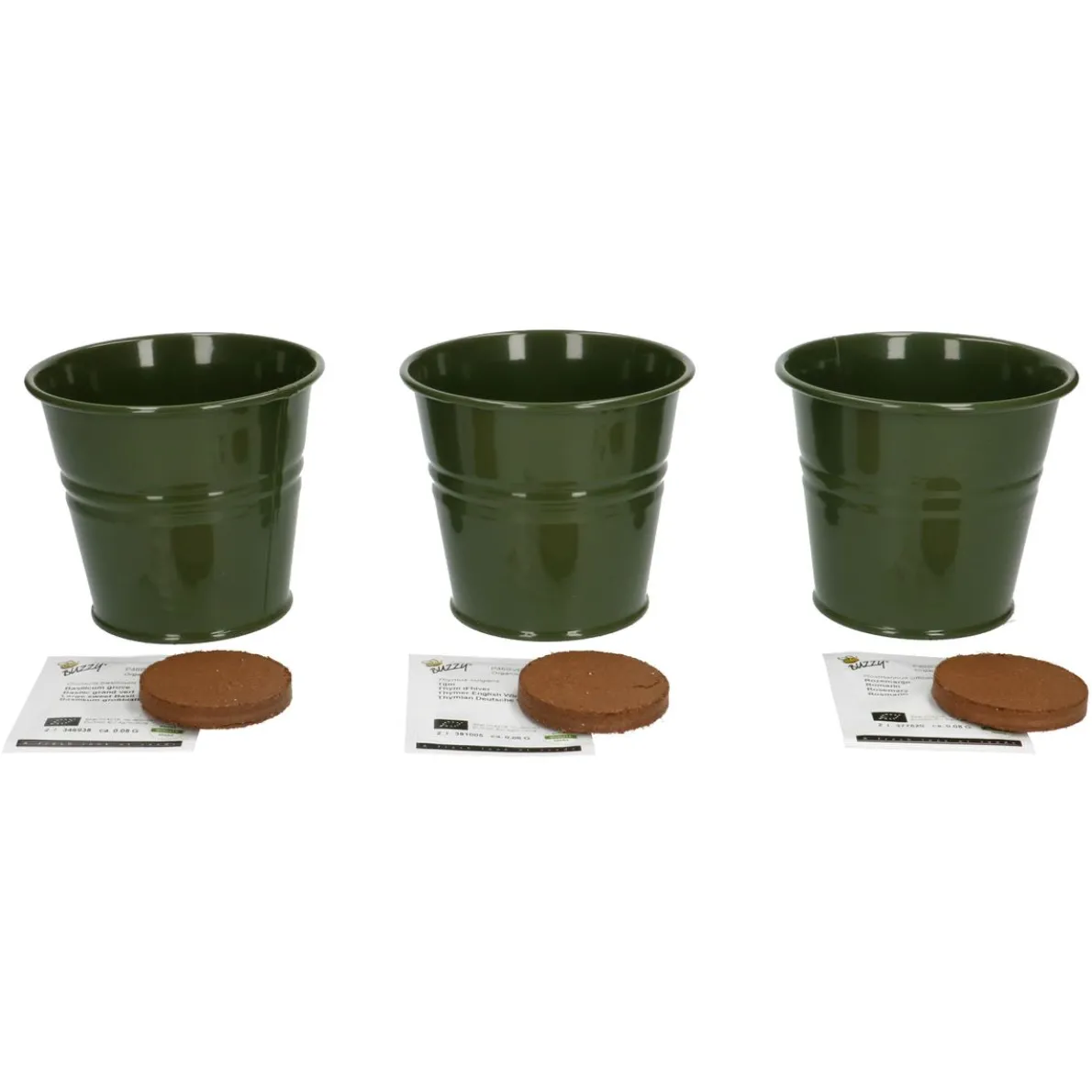 Kweekset tuinkruiden, biologisch, set van 3 potjes