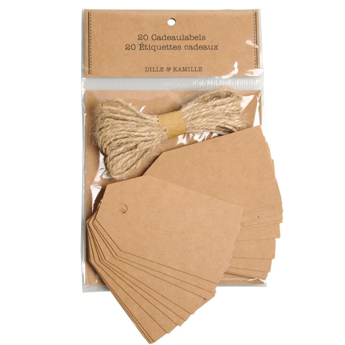 Labeltjes, kraft, groot, 20 stuks