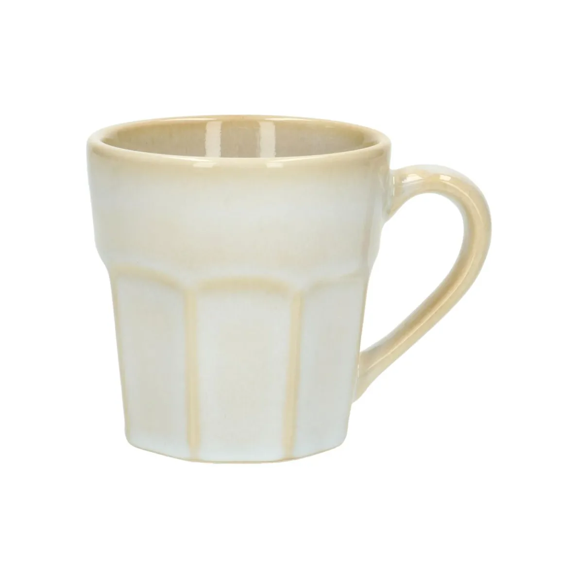 Mok, facetten, steengoed, reactive glazuur, wit, 300 ml