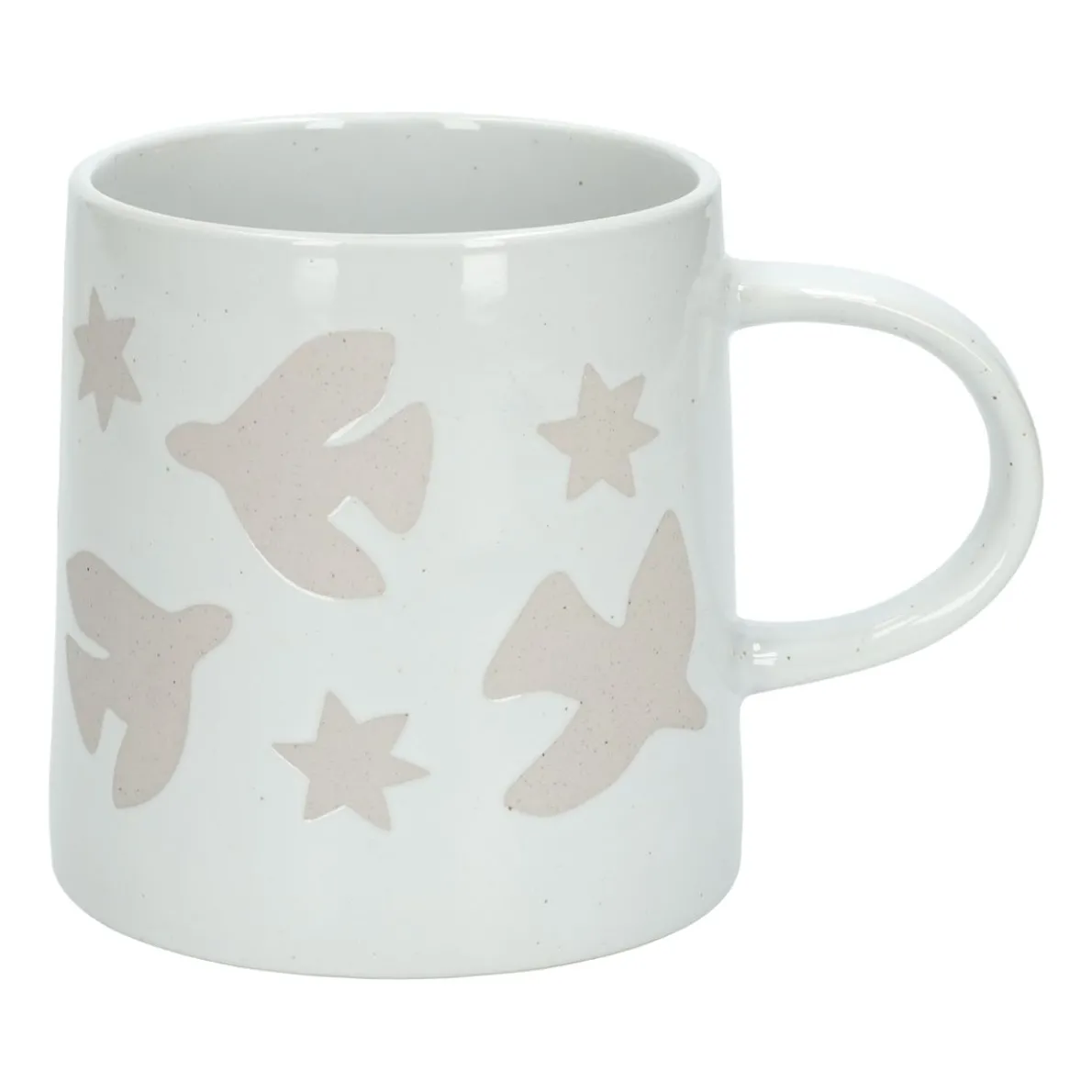 Mok met vredesduifjes, steengoed, Ø9 X 9,5 cm