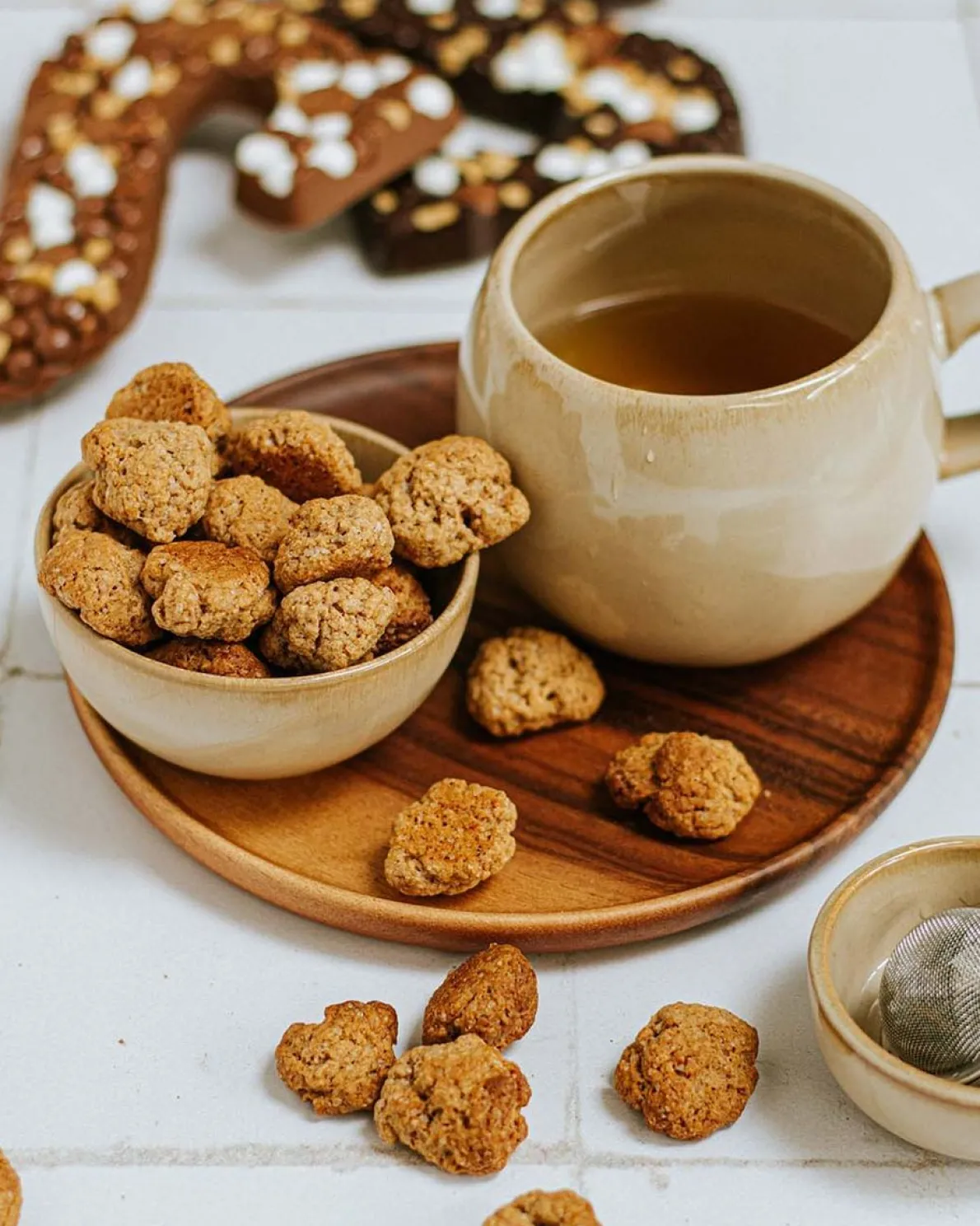 Mok rond reactief glazuur, steengoed, zand, Ø 12 cm