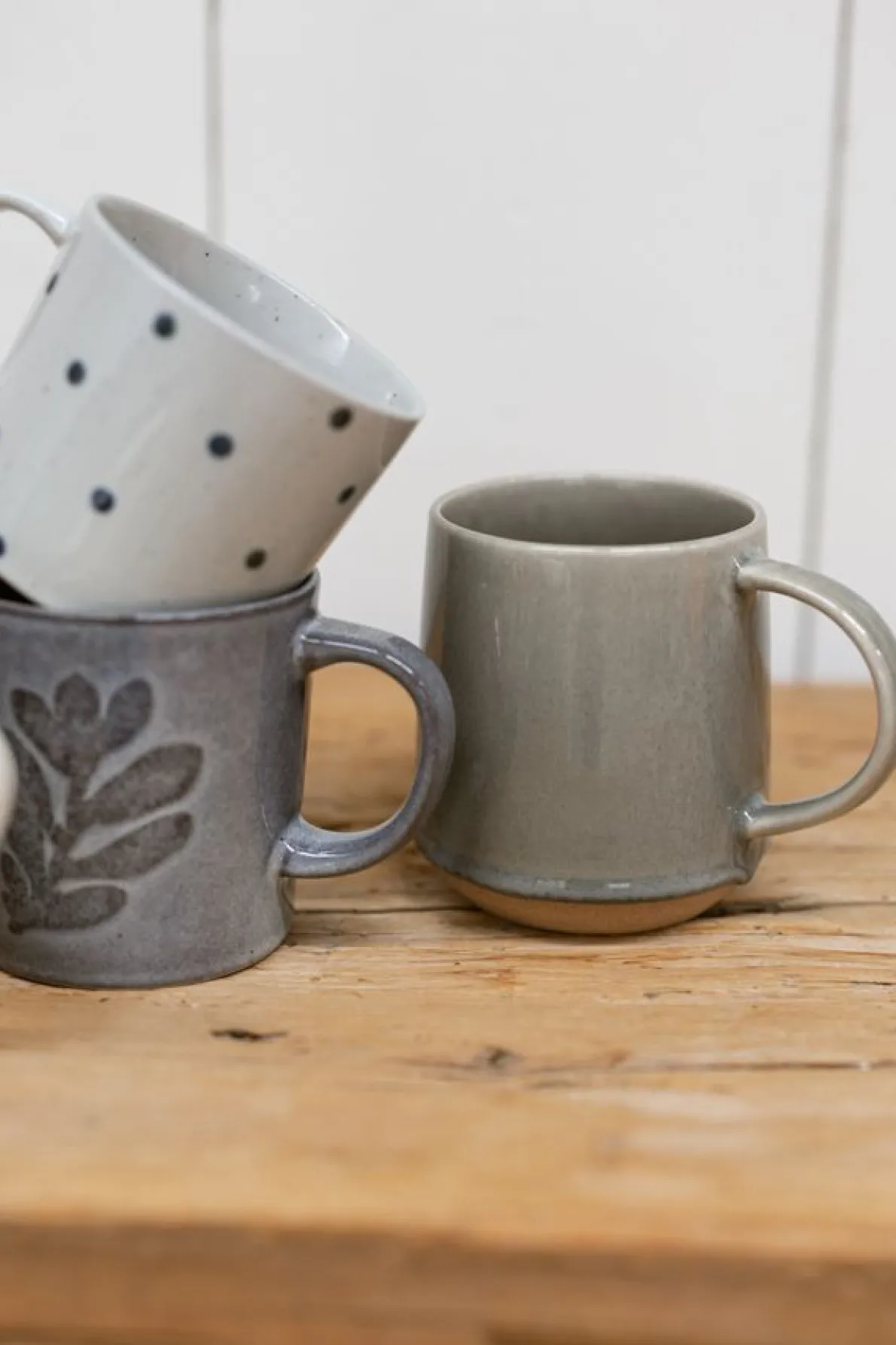 Mok, steengoed, reactive glazuur, tijmgroen, Ø 9 cm