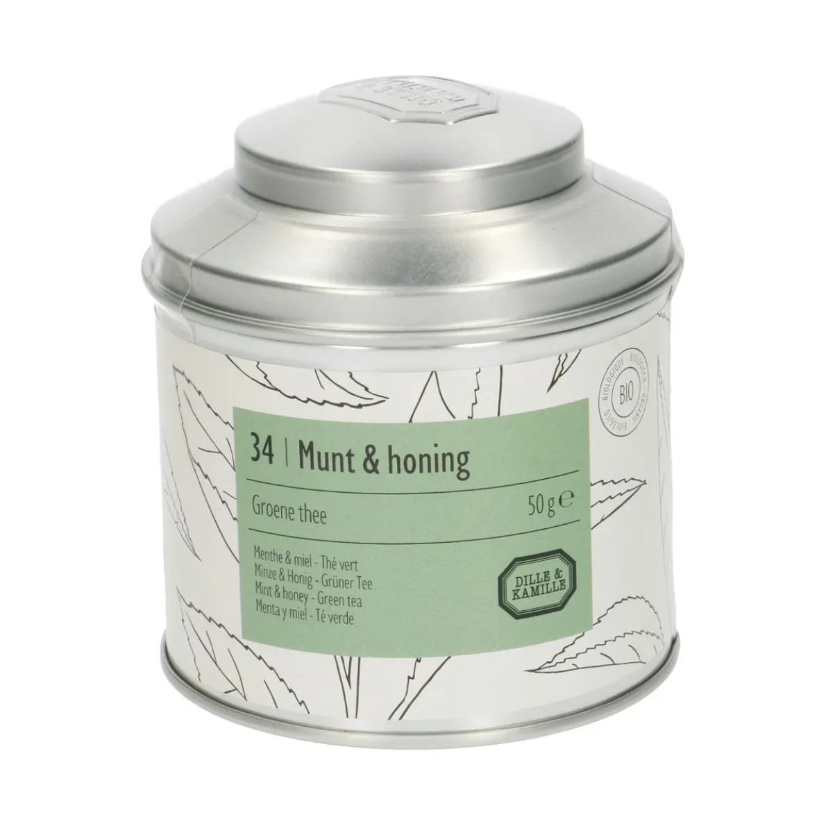 Munt & honing, biologisch, groene thee, blik, 50 gram