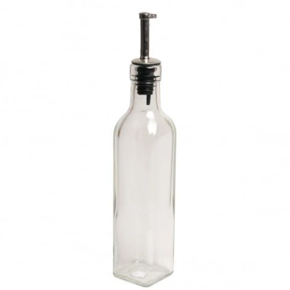 Olie- of azijnflesje, glas, vierkant 250 ml